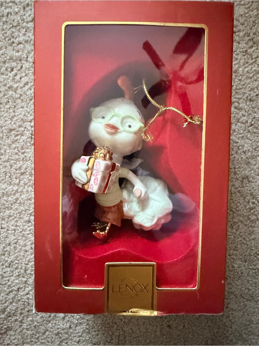 Lenox White and Gold Chicken Little with Pink-Accented Gift Ornament